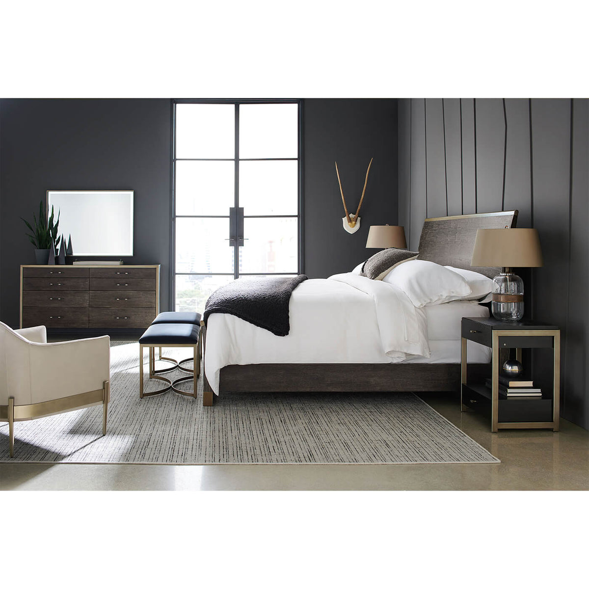 Modern Cerused Oak King Bed - English Georgian America