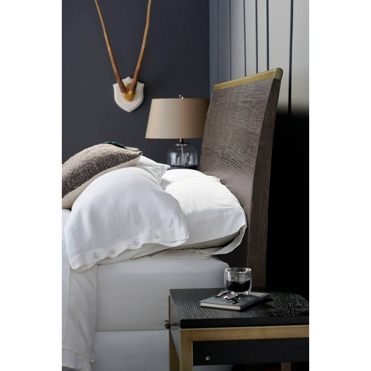 Modern Cerused Oak Queen Bed - English Georgian America