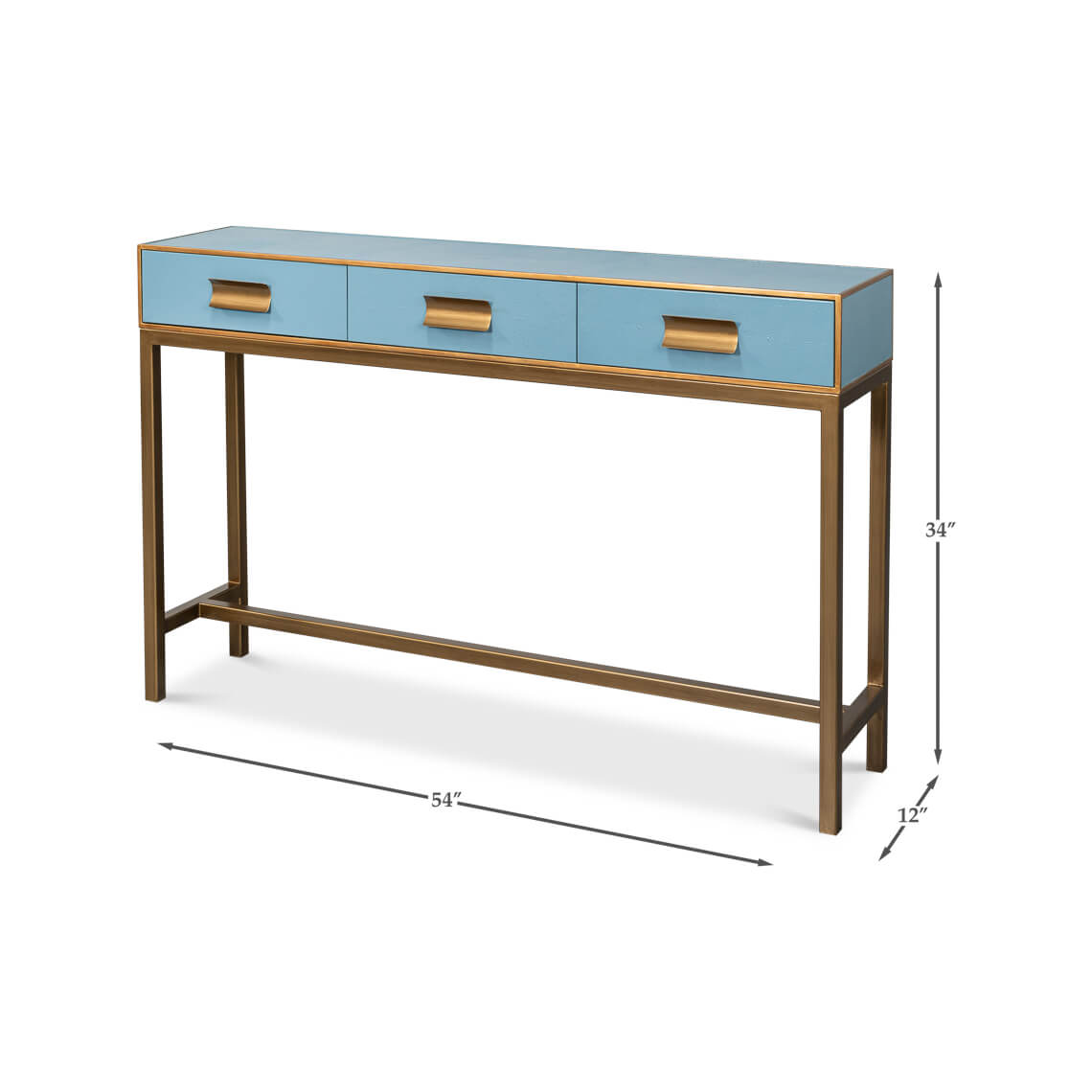 Modern Chambray Blue Leather Wrapped Console - English Georgian America