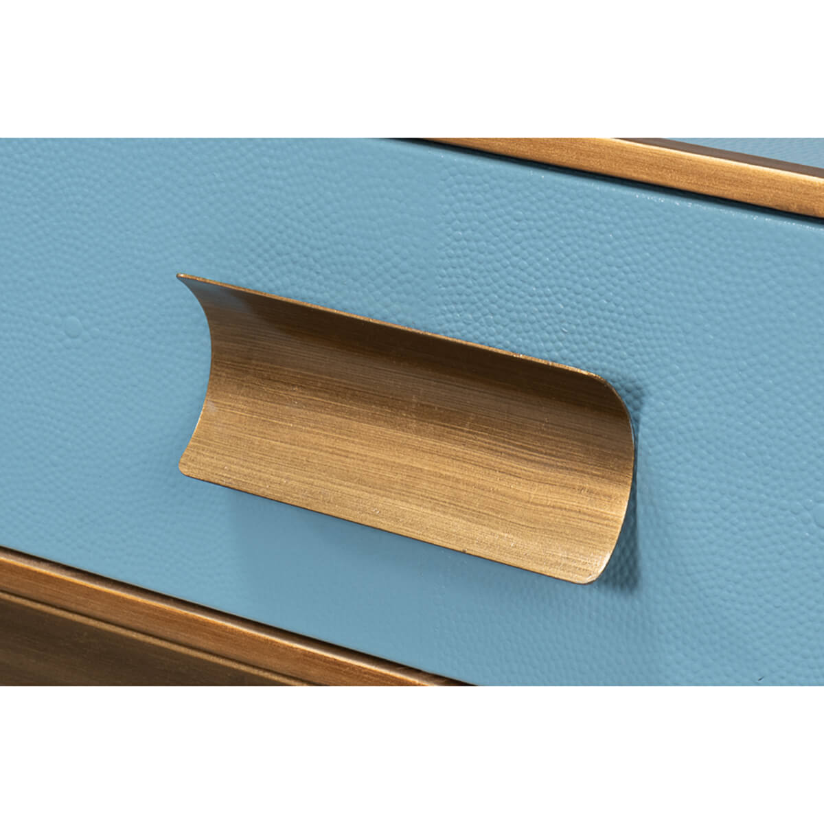 Modern Chambray Blue Leather Wrapped Console - English Georgian America