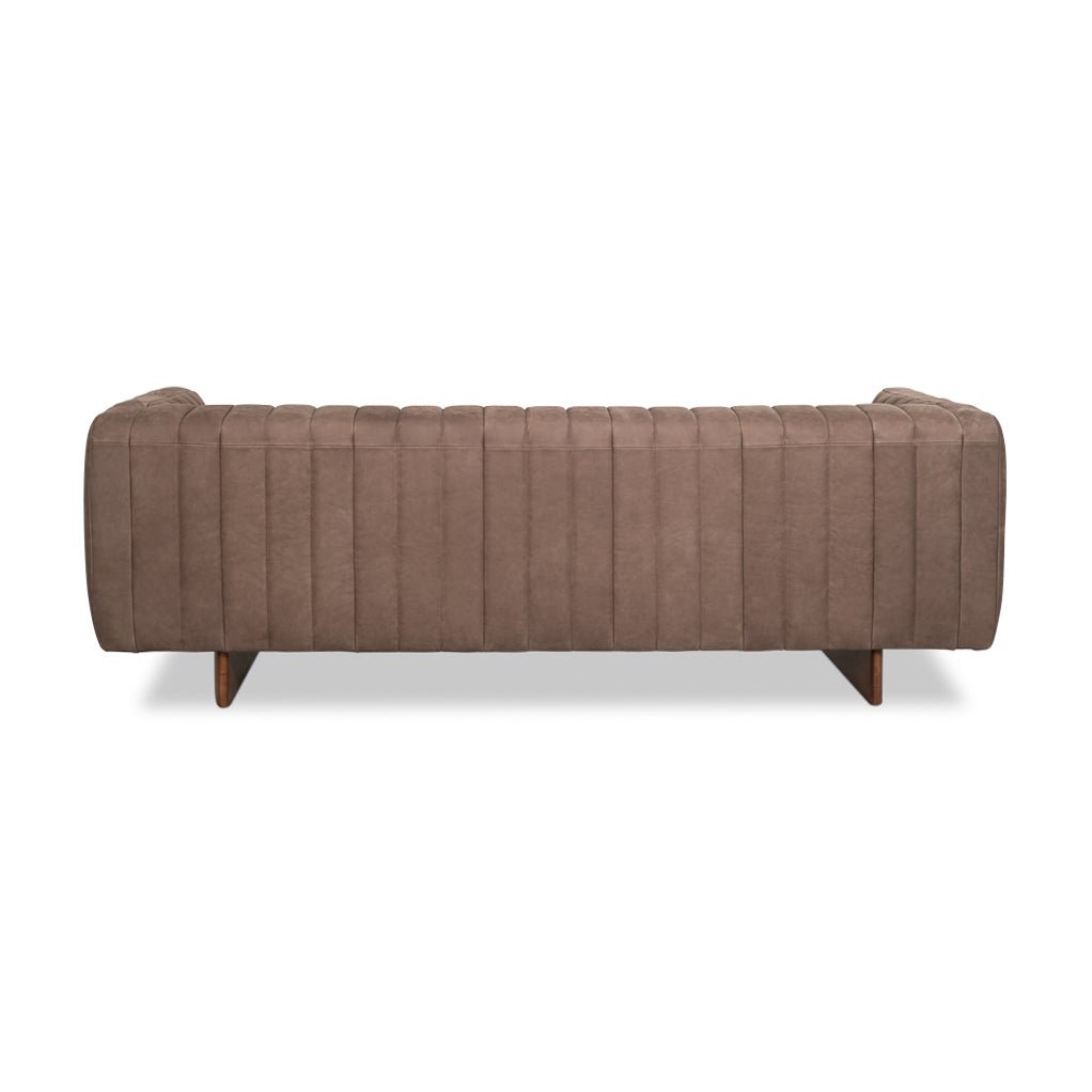 Modern Channel Tufted Leather Sofa - English Georgian America