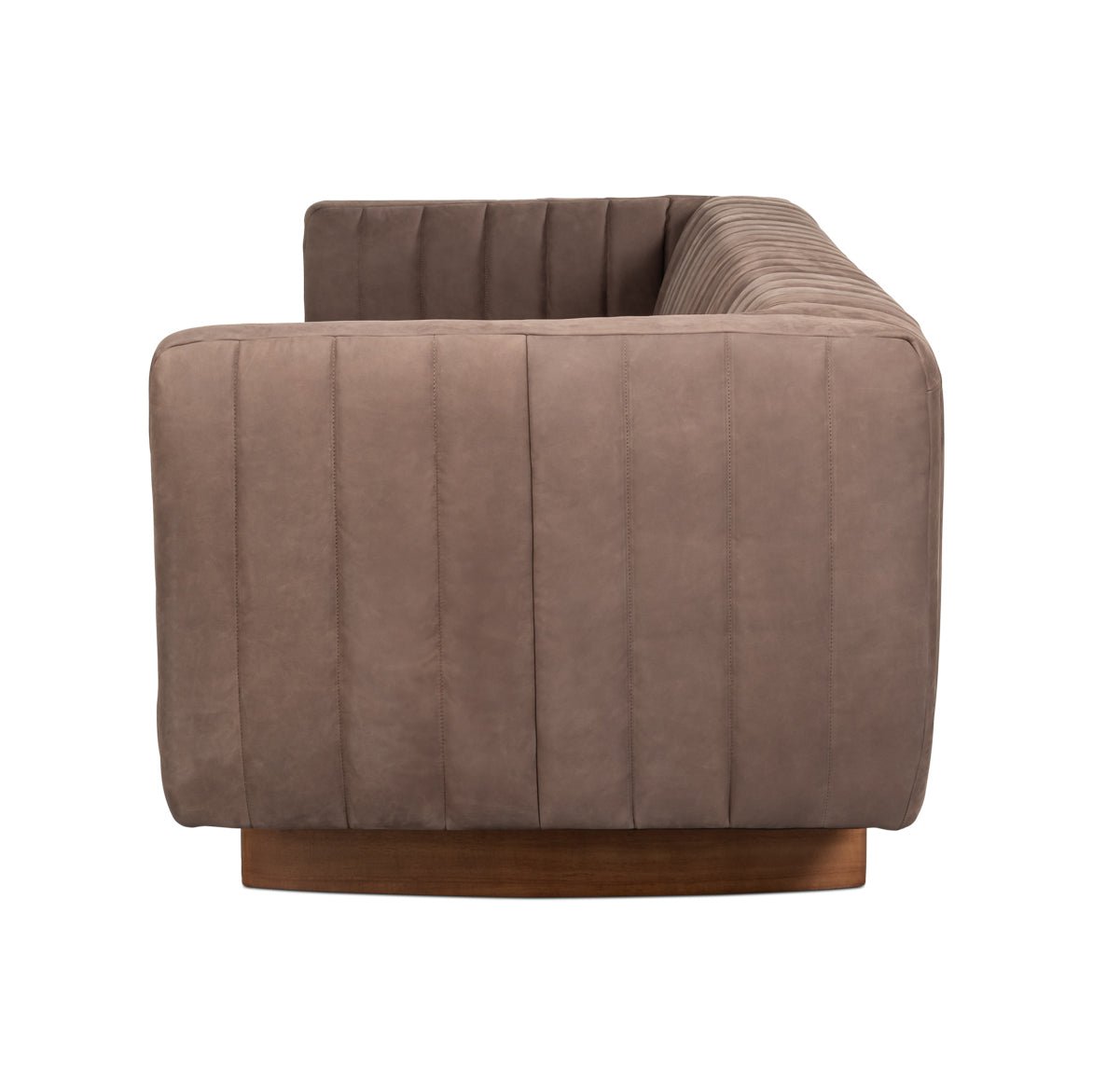 Modern Channel Tufted Leather Sofa - English Georgian America