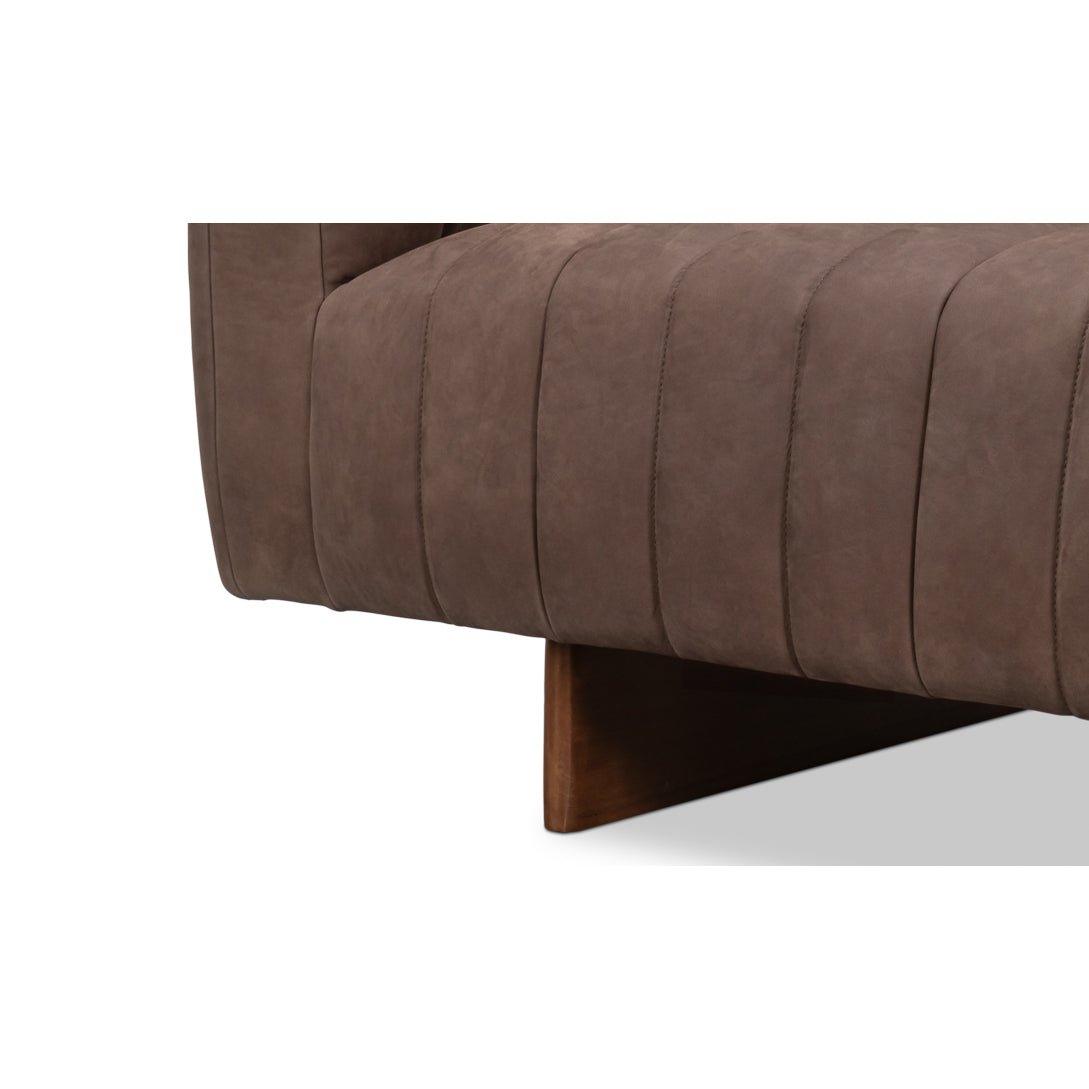 Modern Channel Tufted Leather Sofa - English Georgian America