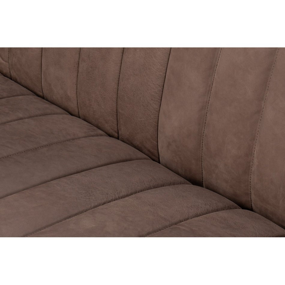 Modern Channel Tufted Leather Sofa - English Georgian America