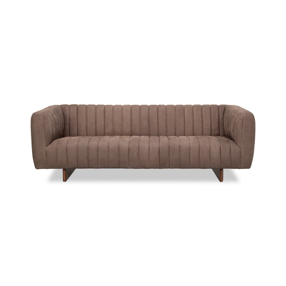 Modern Channel Tufted Leather Sofa - English Georgian America