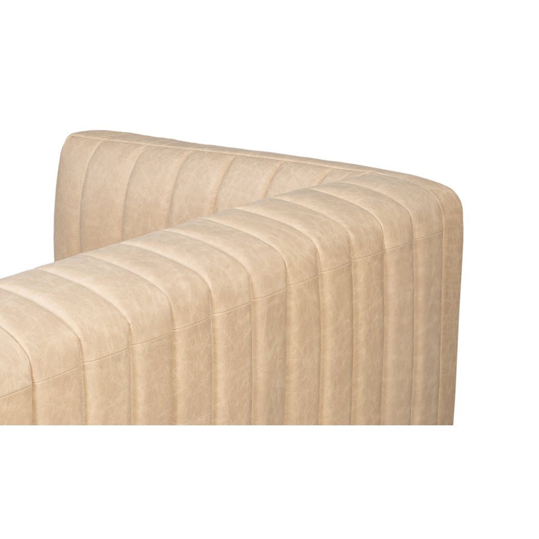 Modern Channel Tufted White Leather Sofa - English Georgian America