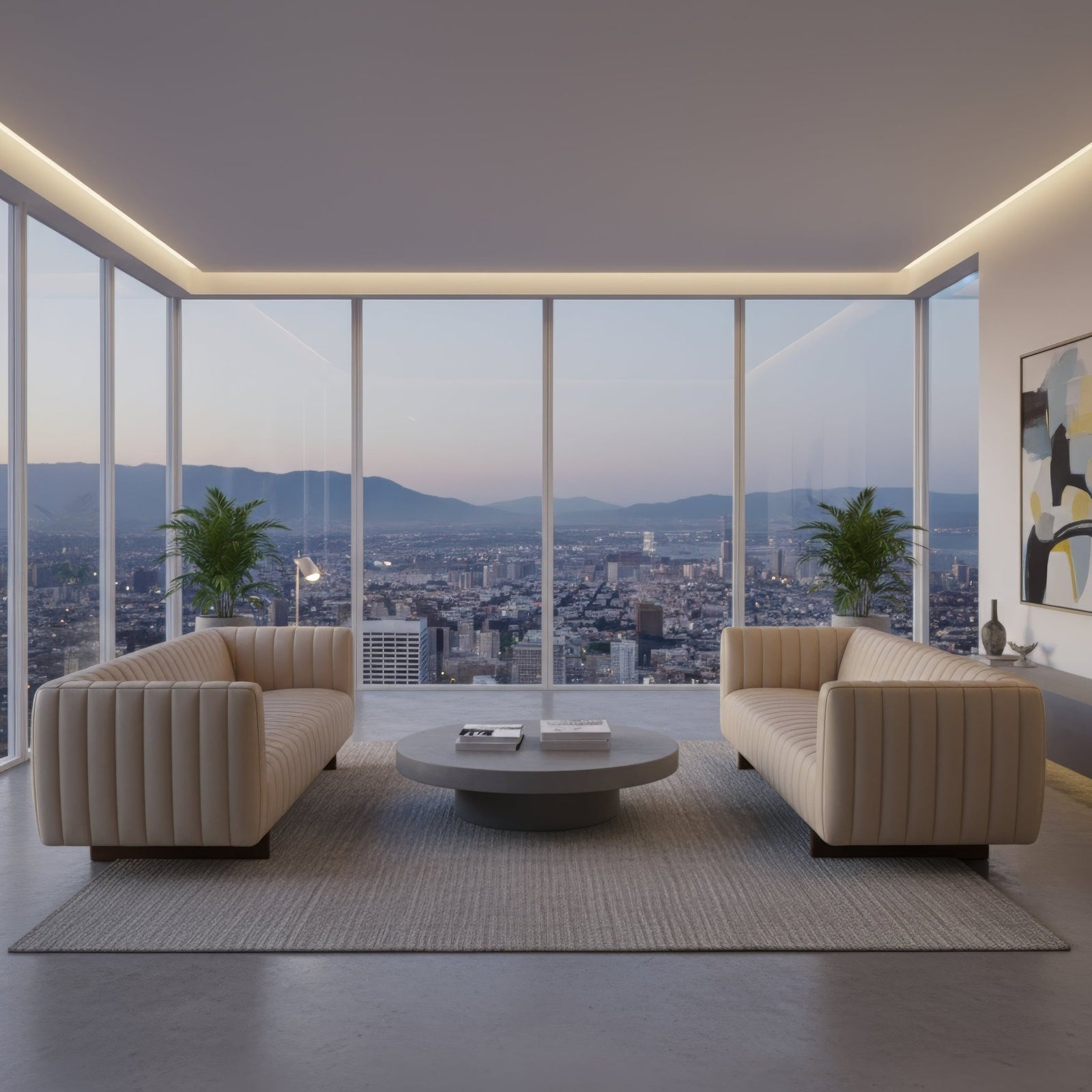 Modern Channel Tufted White Leather Sofa - English Georgian America