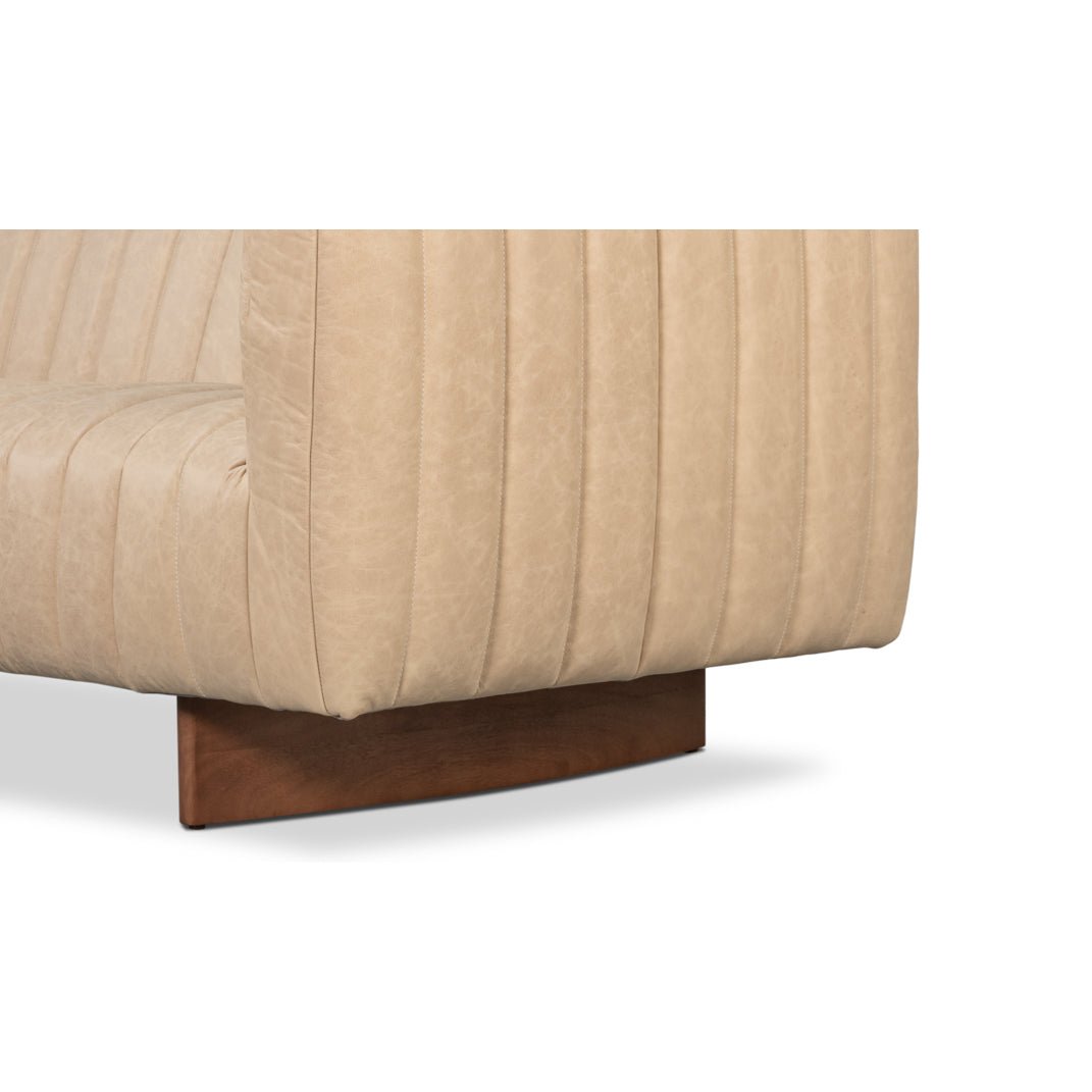 Modern Channel Tufted White Leather Sofa - English Georgian America