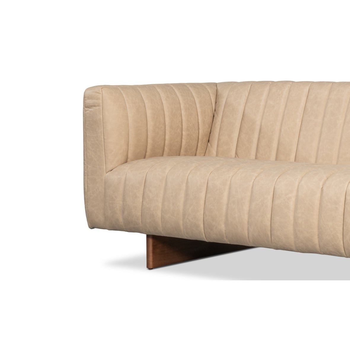 Modern Channel Tufted White Leather Sofa - English Georgian America