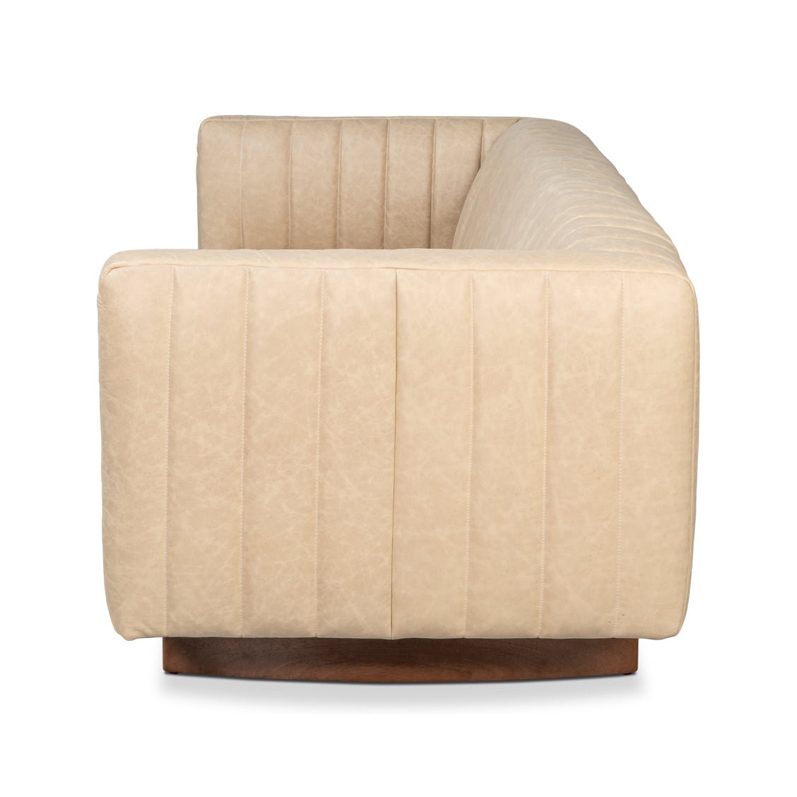 Modern Channel Tufted White Leather Sofa - English Georgian America