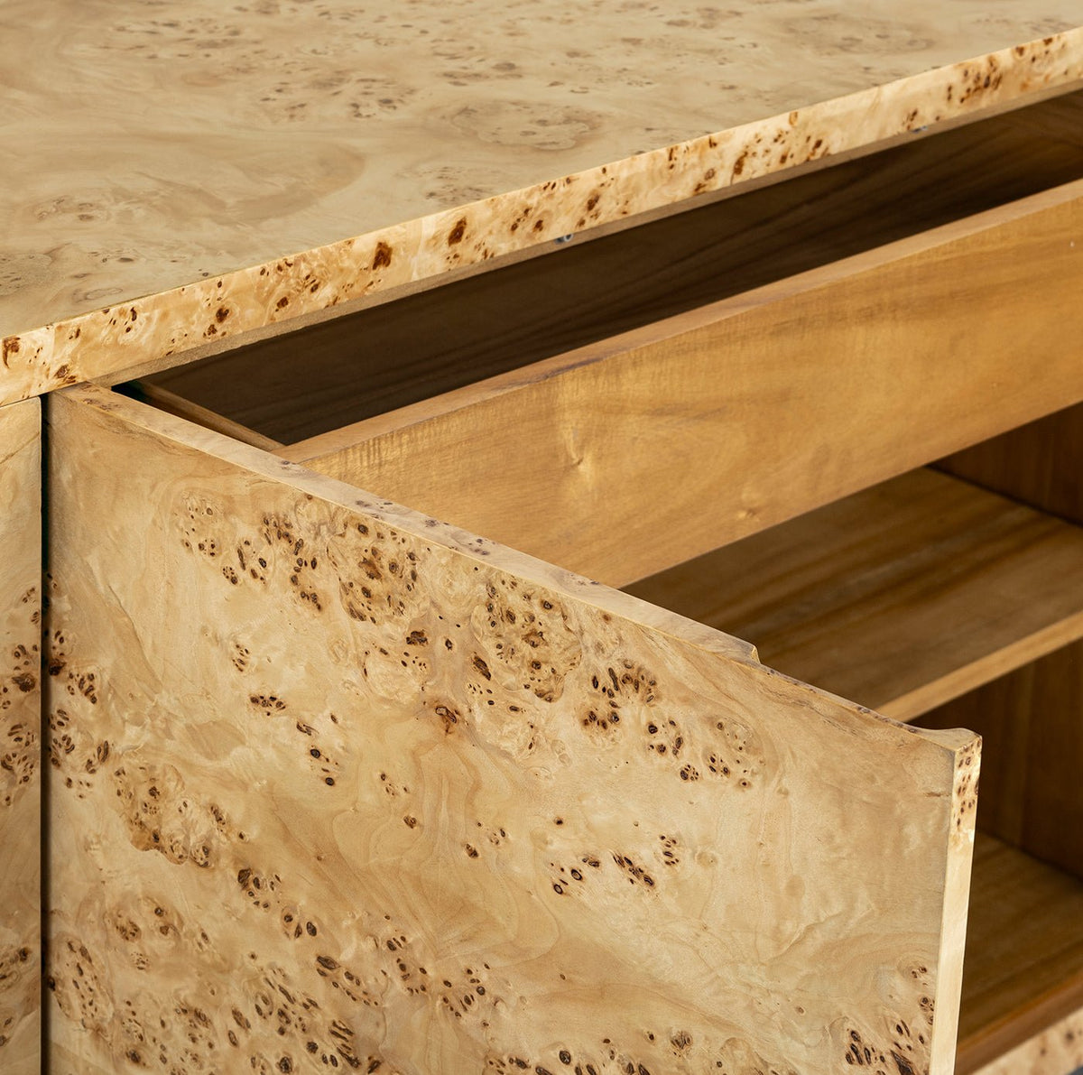 Modern Clear Burl Buffet Sideboard - English Georgian America