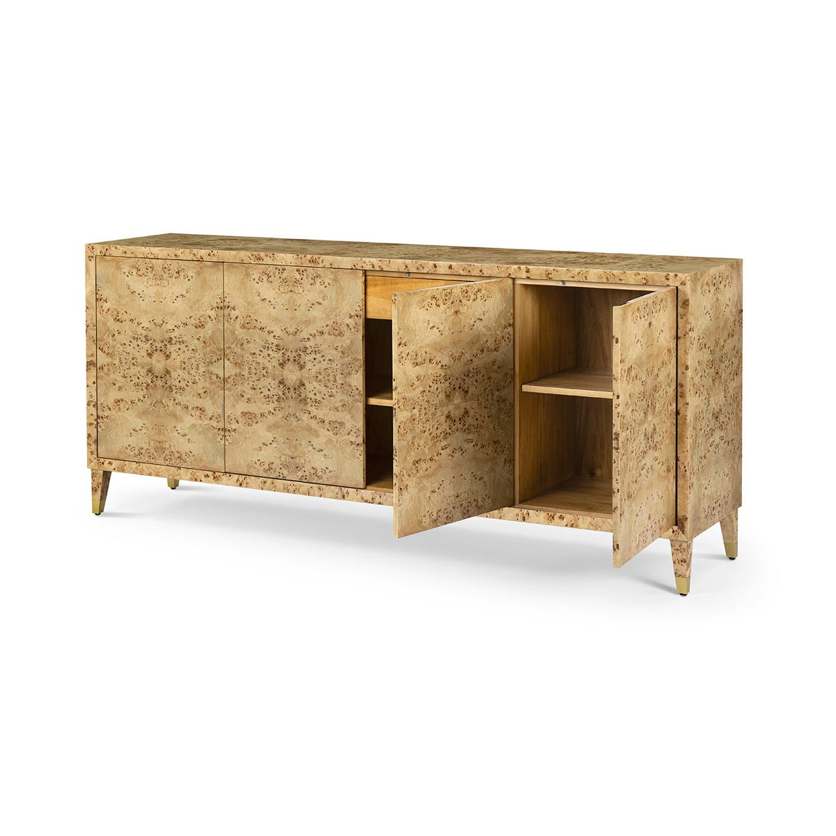 Modern Clear Burl Buffet Sideboard - English Georgian America
