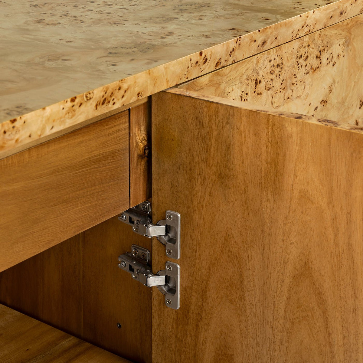 Modern Clear Burl Buffet Sideboard - English Georgian America