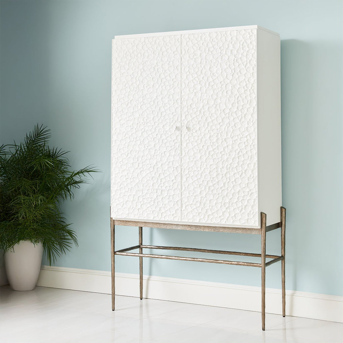 Modern Coastal Bar Cabinet - English Georgian America