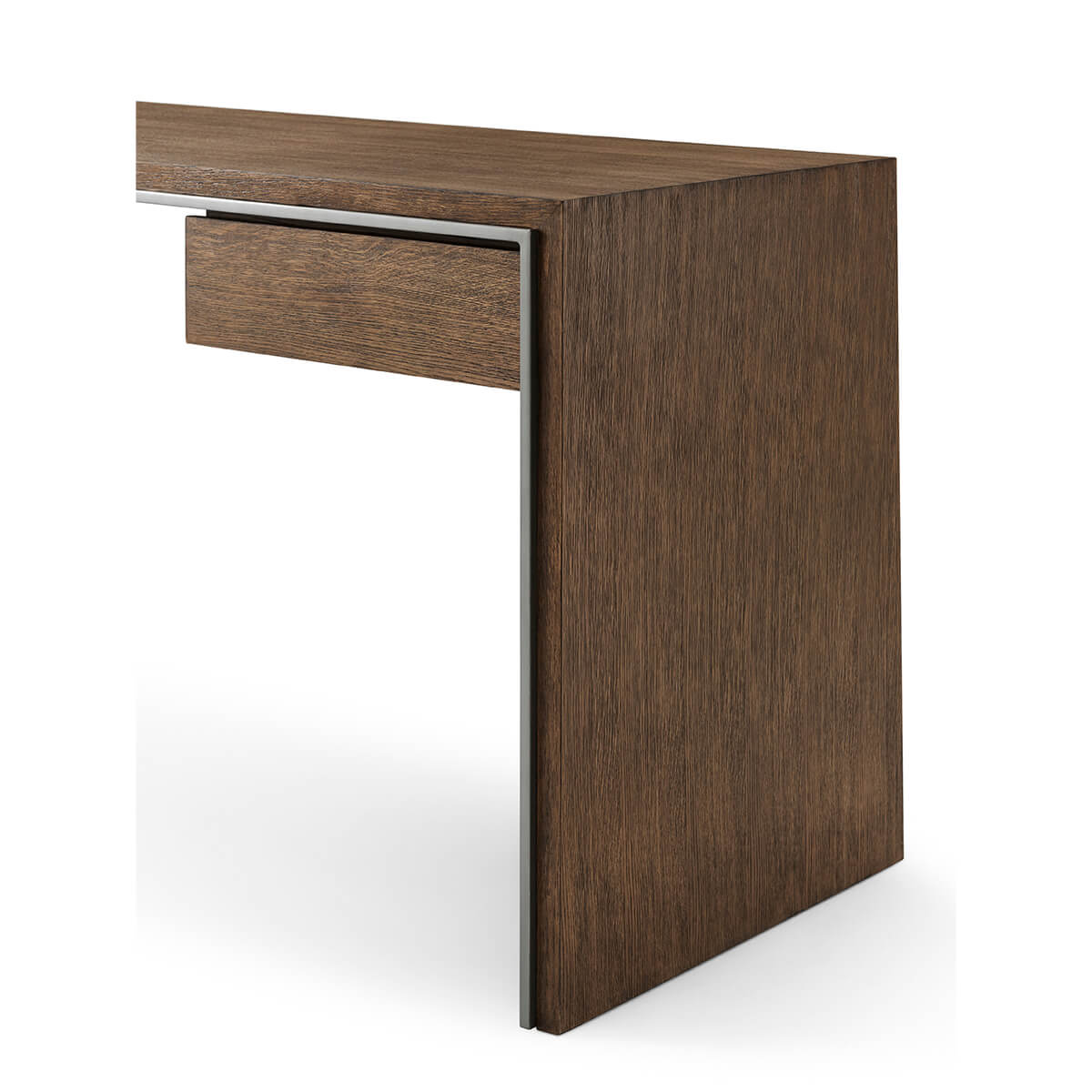 Modern Dark Brushed Oak Writing Table - English Georgian America