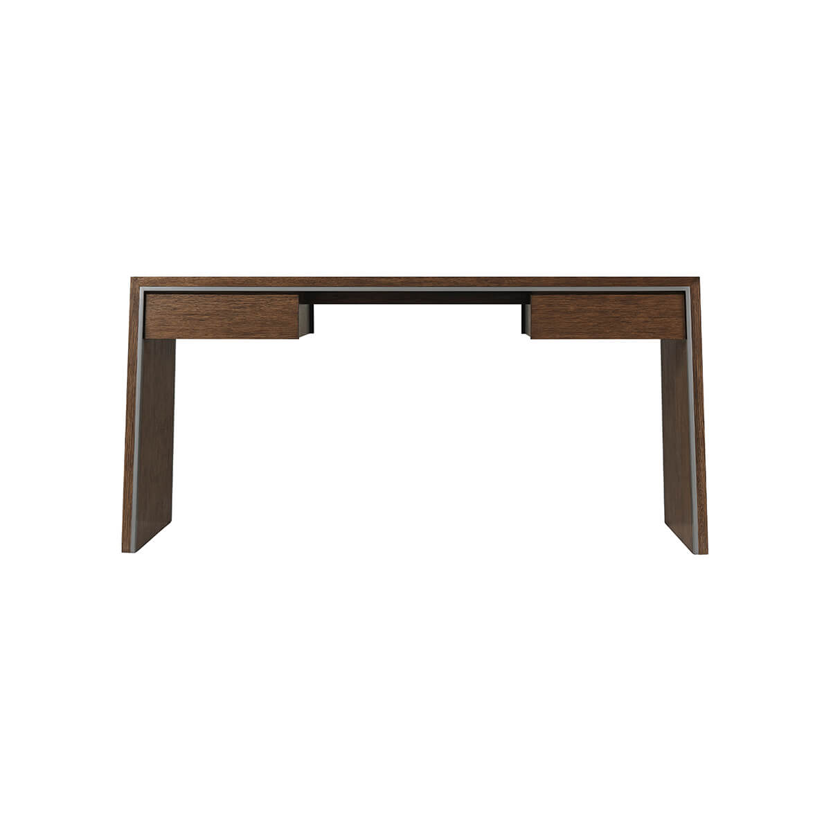 Modern Dark Brushed Oak Writing Table - English Georgian America