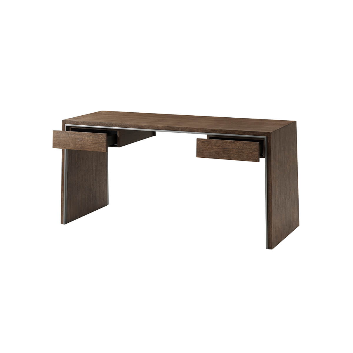 Modern Dark Brushed Oak Writing Table - English Georgian America