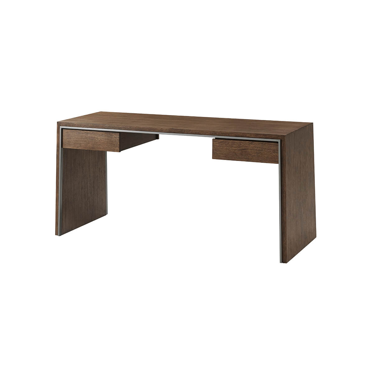 Modern Dark Brushed Oak Writing Table - English Georgian America