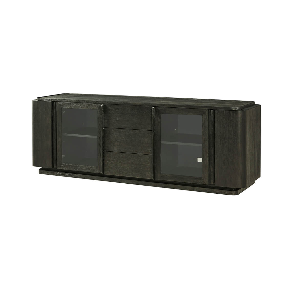 Modern Dark Oak Media Console - English Georgian America