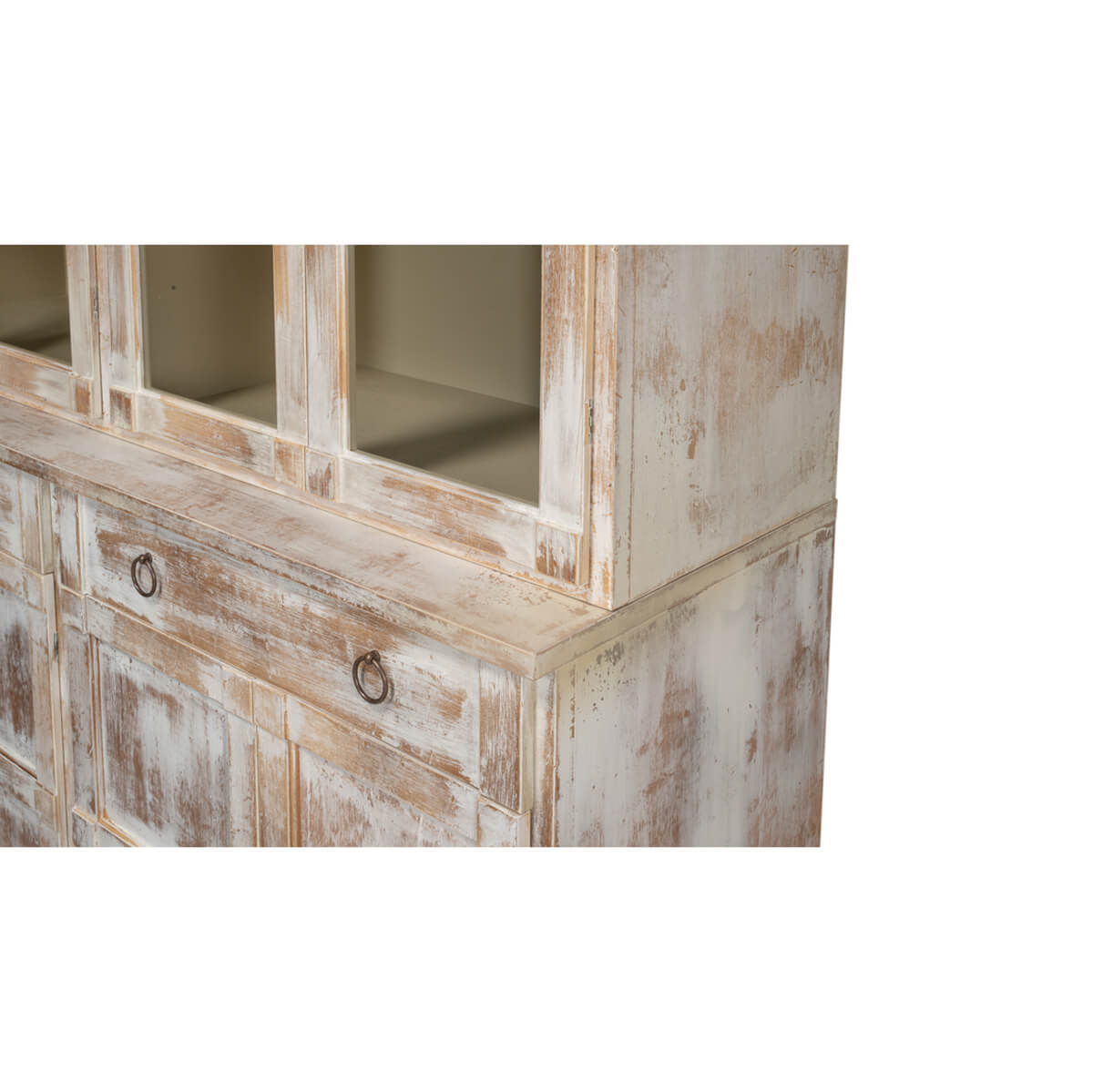 Modern Distressed Finish Hutch - English Georgian America