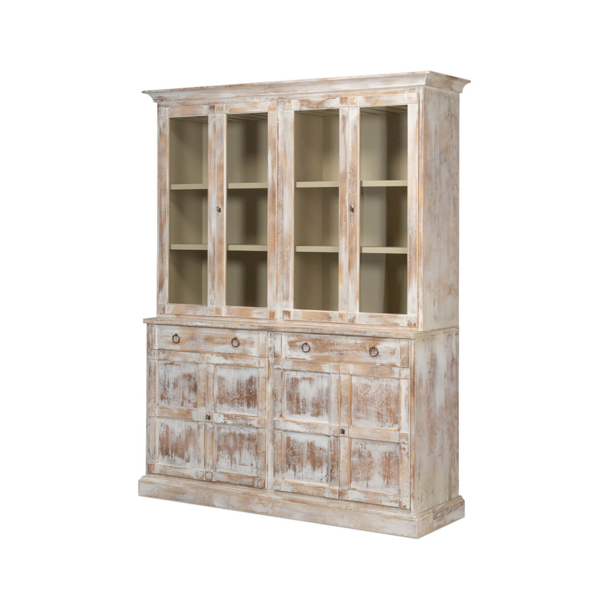 Modern Distressed Finish Hutch - English Georgian America