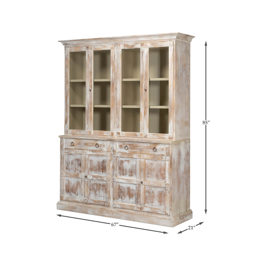Modern Distressed Finish Hutch - English Georgian America
