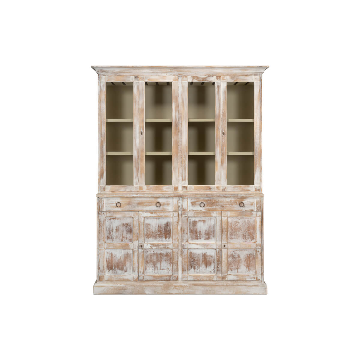 Modern Distressed Finish Hutch - English Georgian America