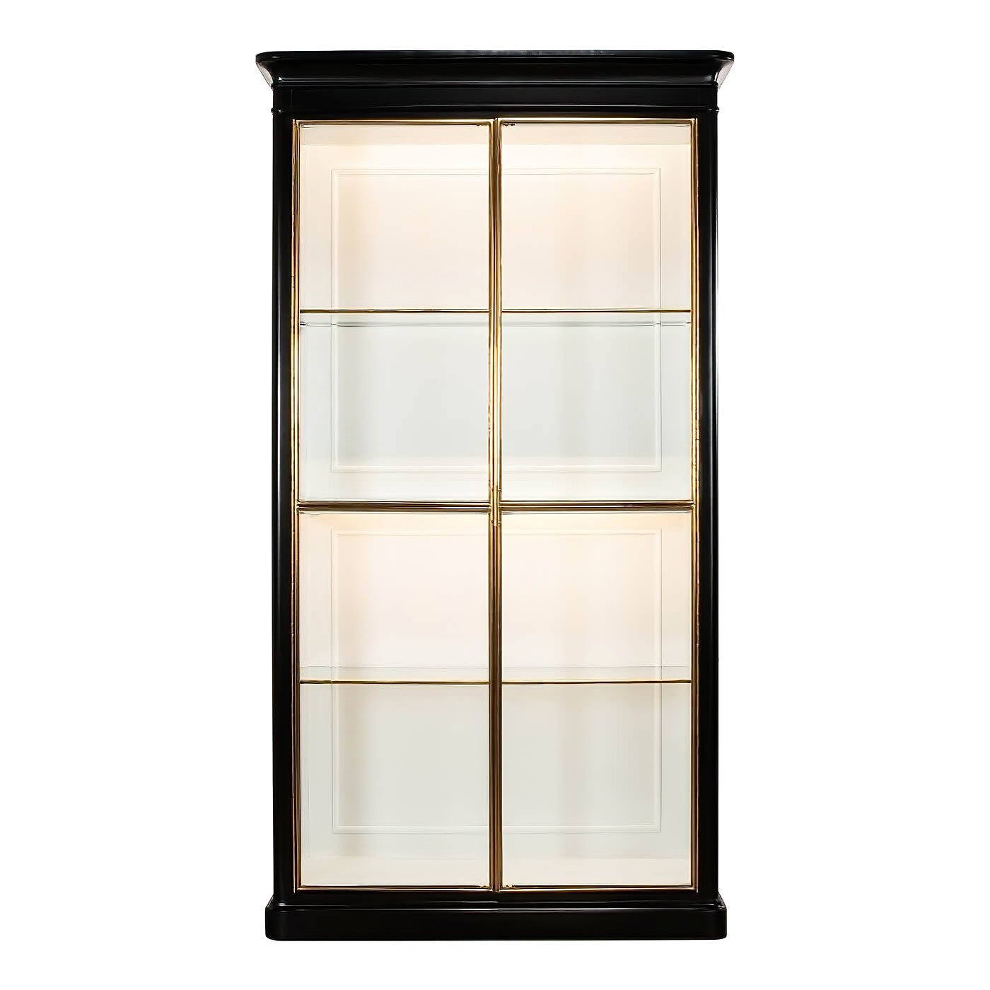 Modern Ebonized Glass Door Bookcase - English Georgian America