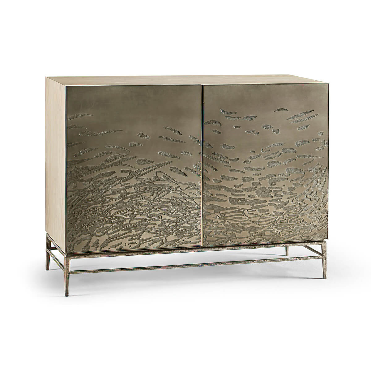 Modern Etched Brass Flowing Cabinet - English Georgian America