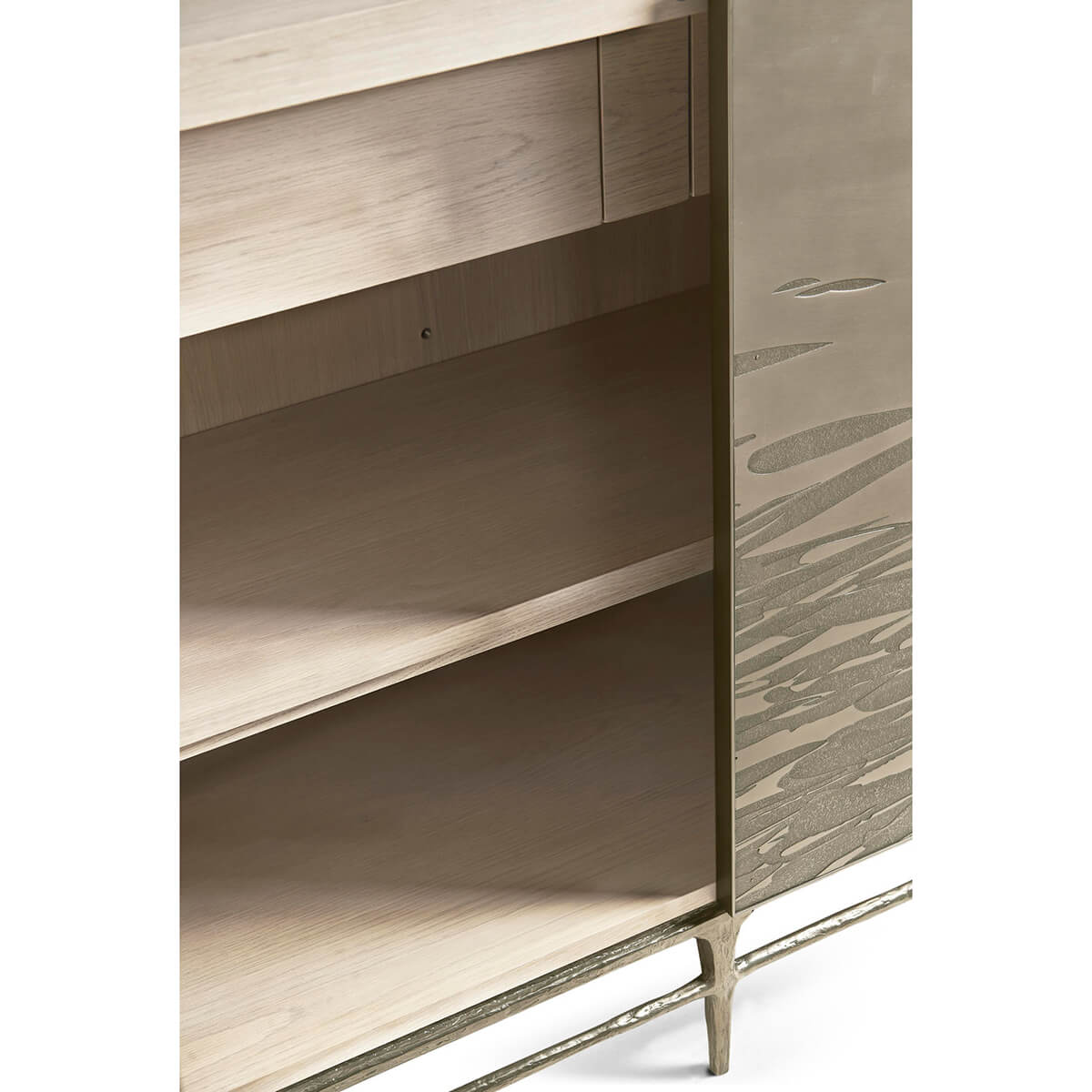 Modern Etched Brass Flowing Media Cabinet - English Georgian America