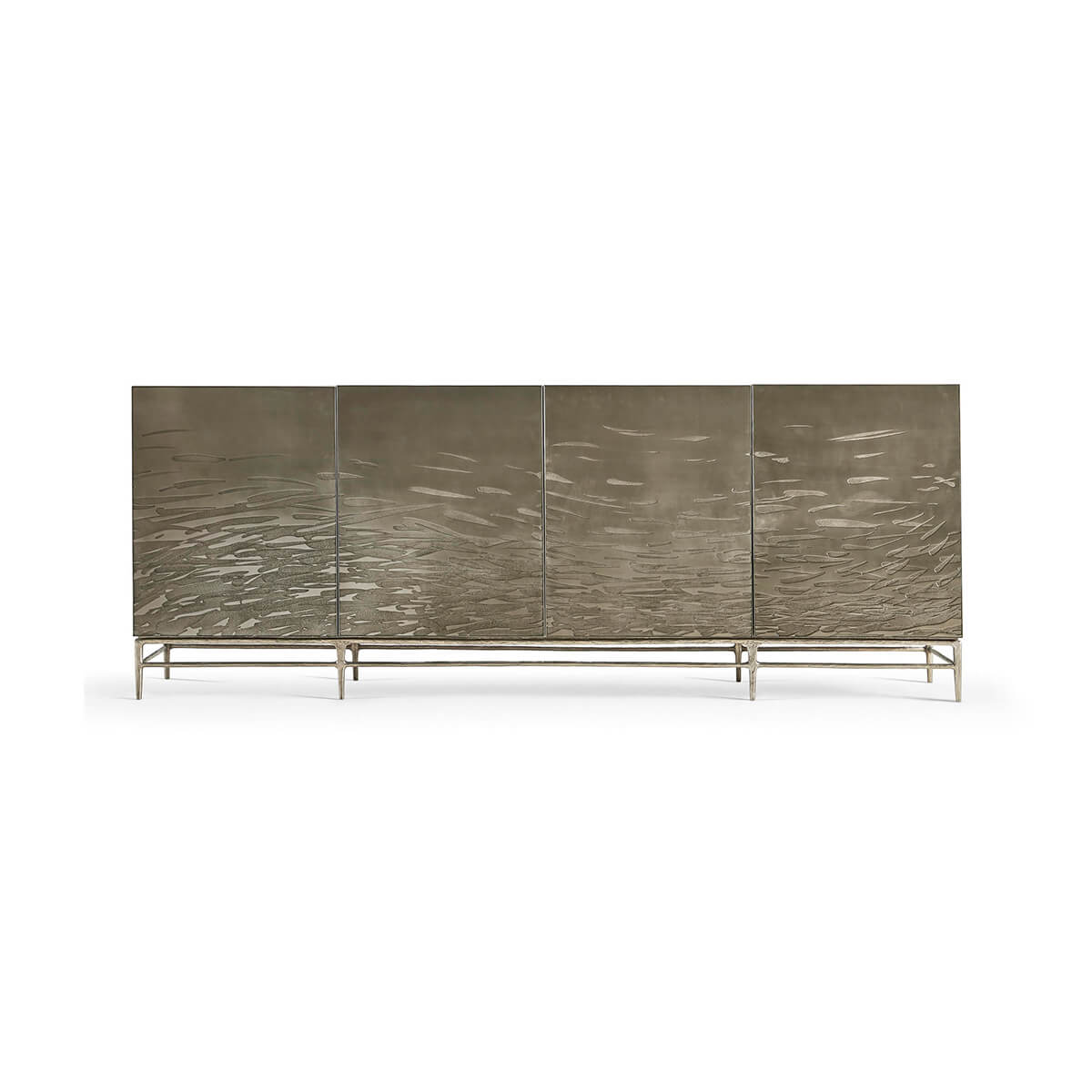 Modern Etched Brass Flowing Media Cabinet - English Georgian America