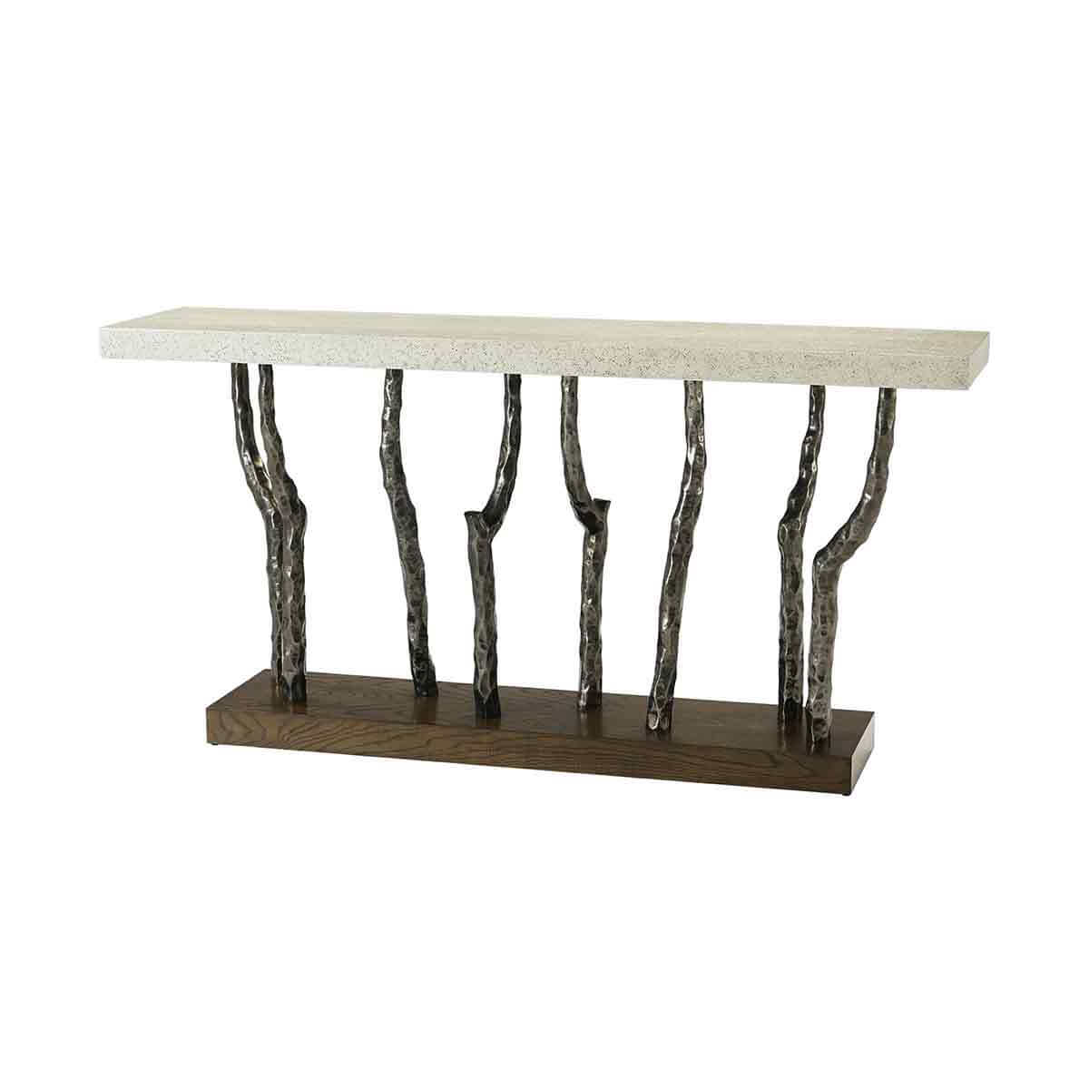 Modern Faux Bois Console Table - Dark - English Georgian America