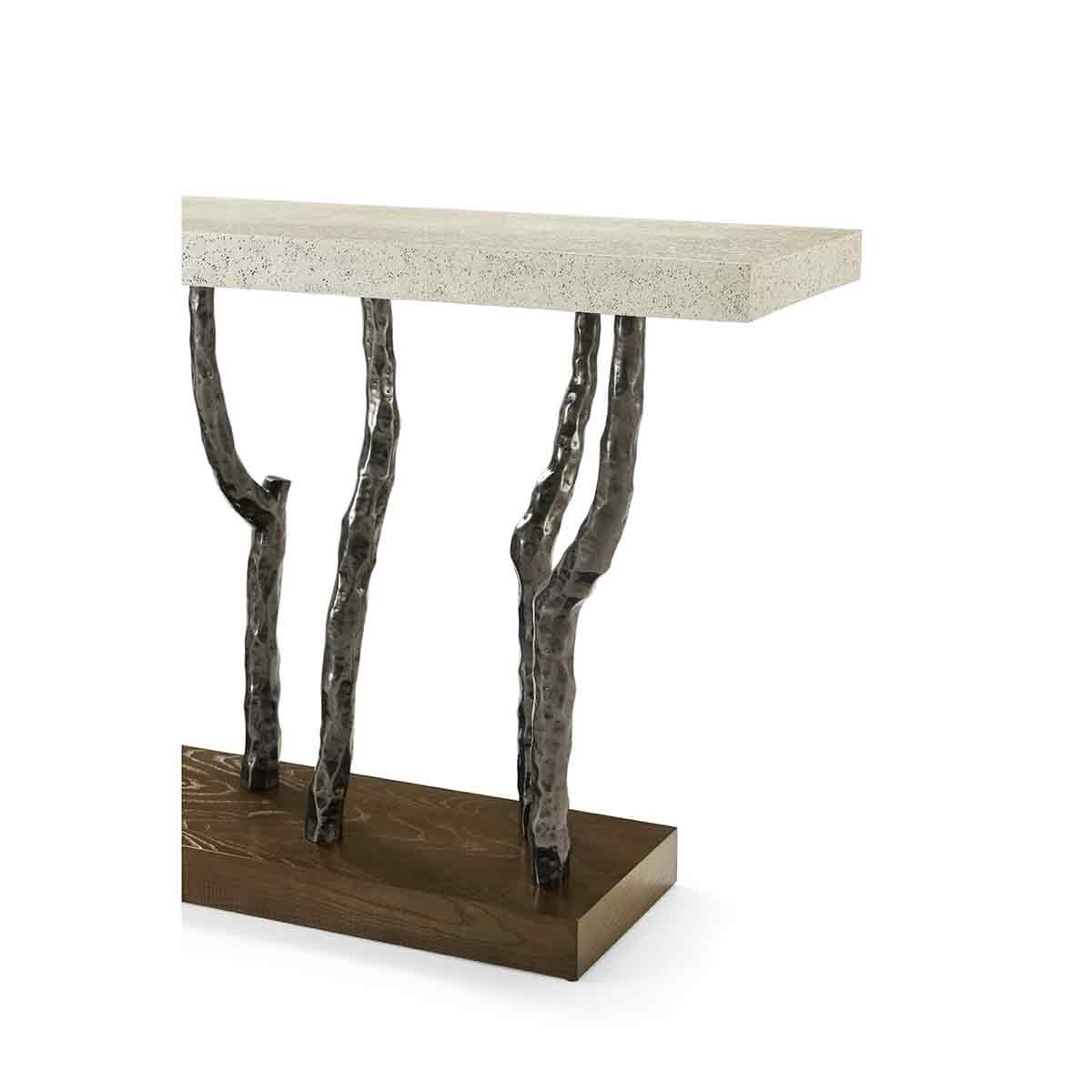 Modern Faux Bois Console Table - Dark - English Georgian America