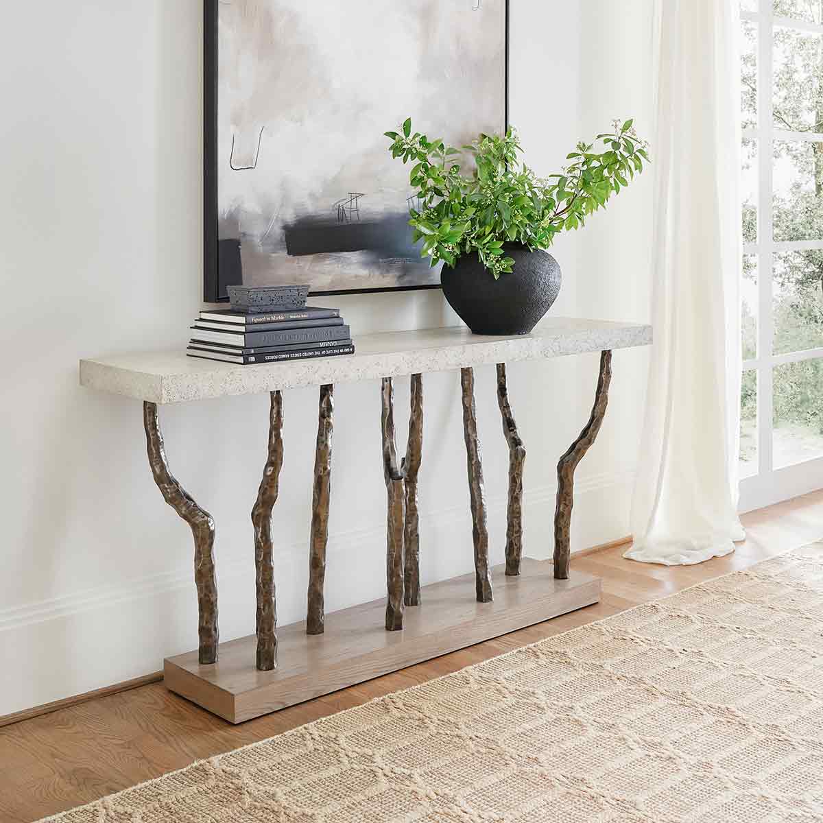 Modern Faux Bois Console Table - Light - English Georgian America