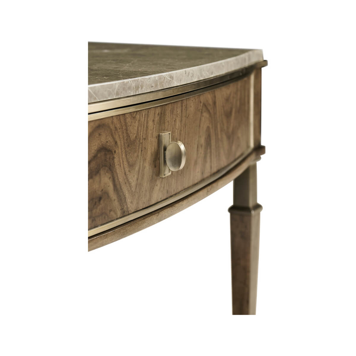 Modern French Marble Top Walnut Nightstands - English Georgian America