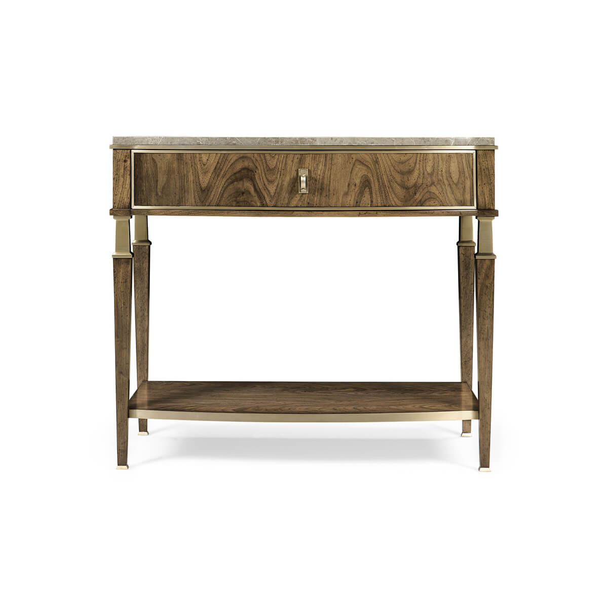 Modern French Marble Top Walnut Nightstands - English Georgian America