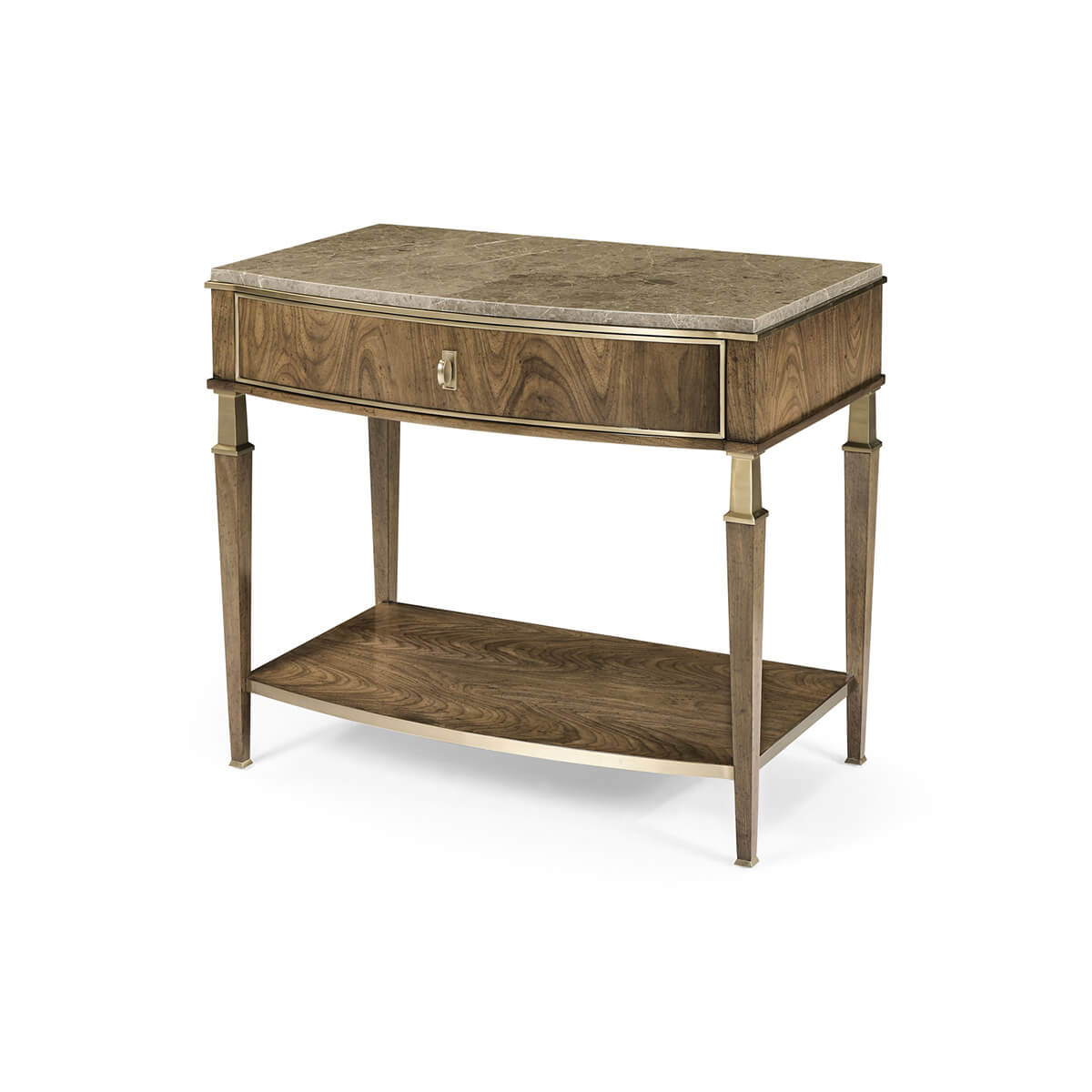 Modern French Marble Top Walnut Nightstands - English Georgian America