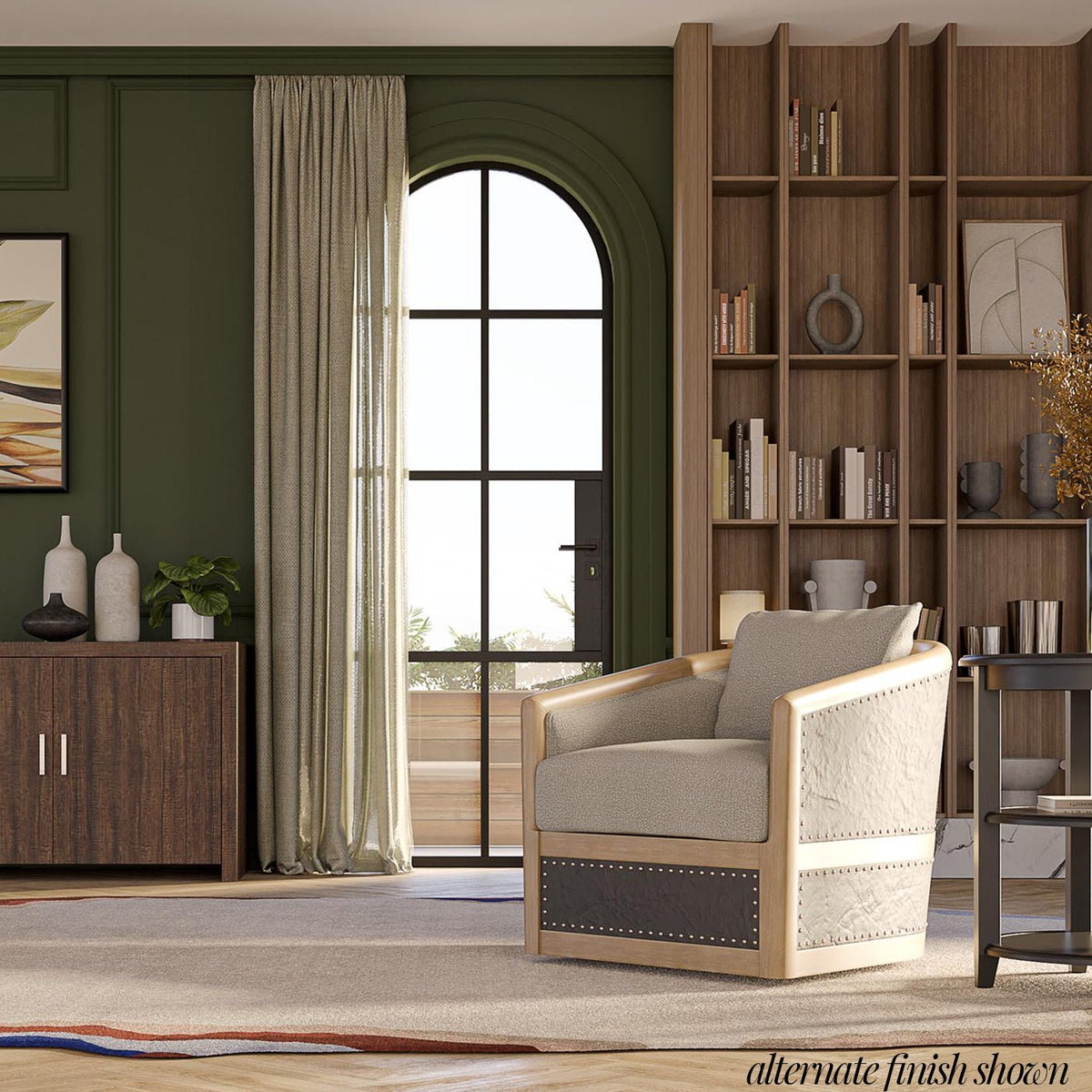 Modern French Swivel Armchair - Sand - English Georgian America