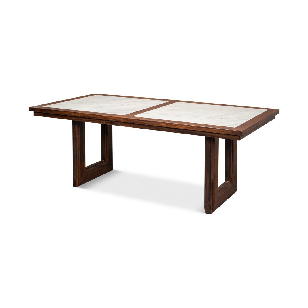 Modern Geometric Marble Top Dining Table - English Georgian America
