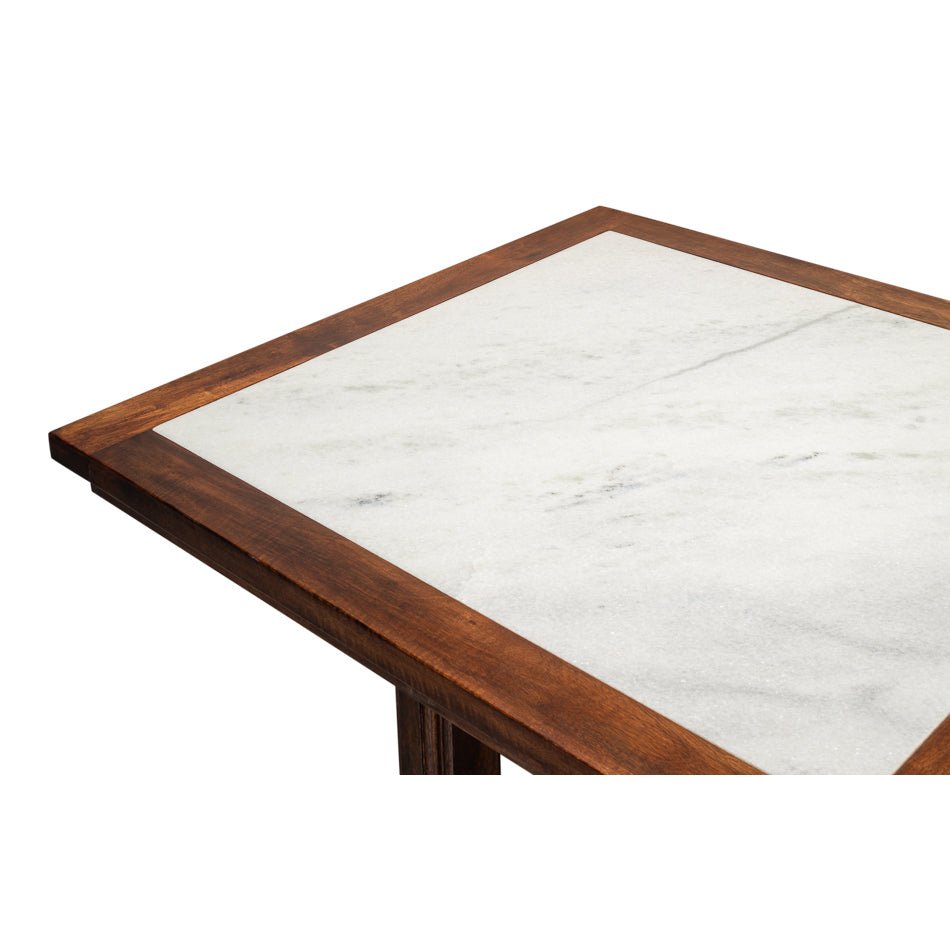 Modern Geometric Marble Top Dining Table - English Georgian America