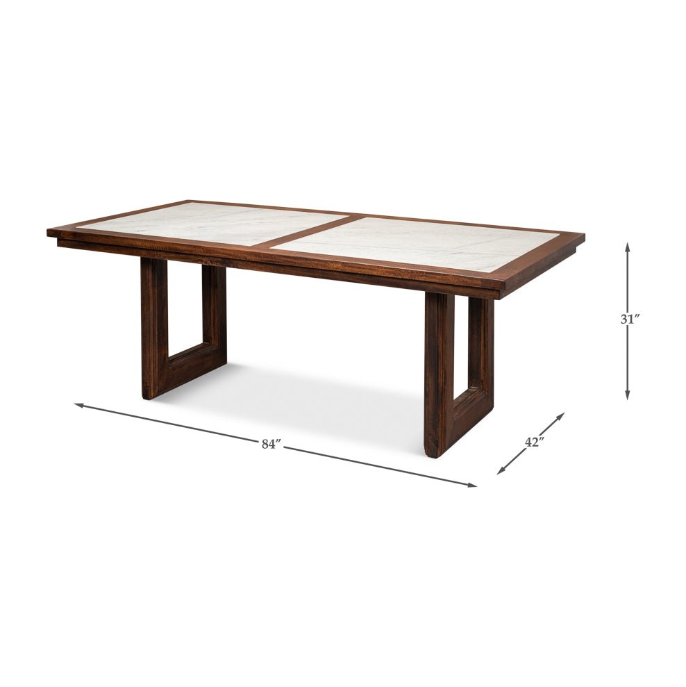 Modern Geometric Marble Top Dining Table - English Georgian America
