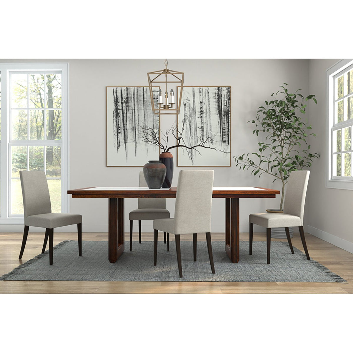 Modern Geometric Marble Top Dining Table - English Georgian America