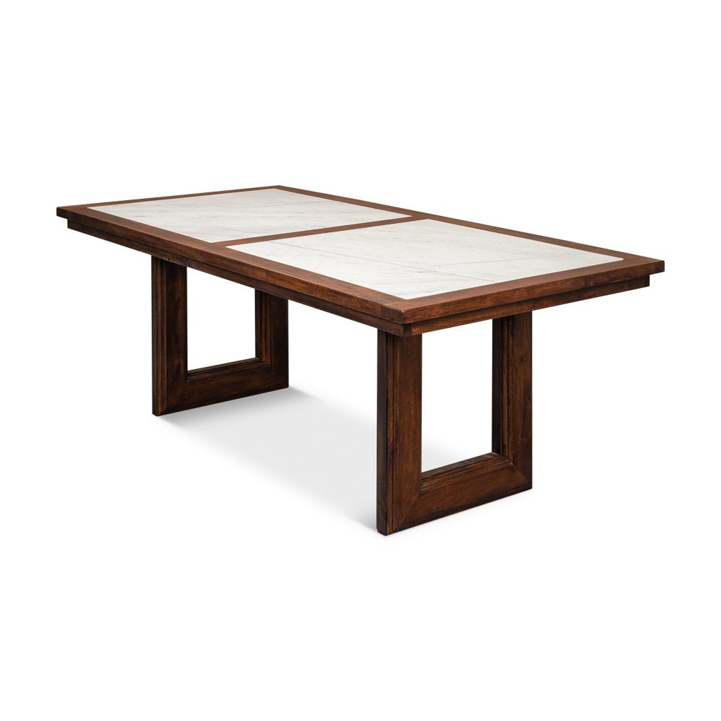 Modern Geometric Marble Top Dining Table - English Georgian America