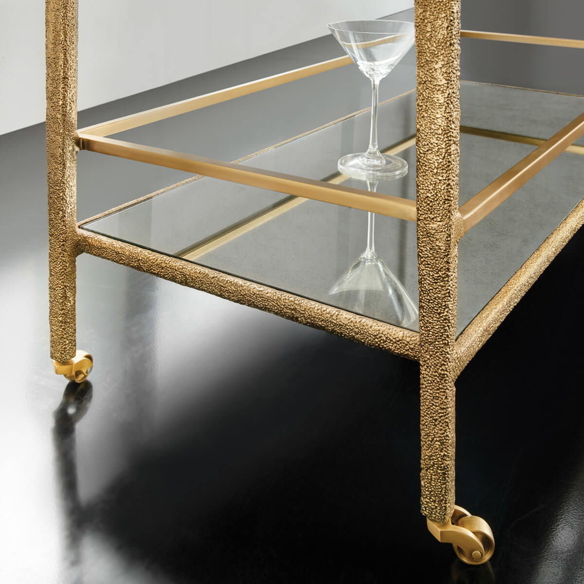 Modern Gilt Bar Cart - English Georgian America