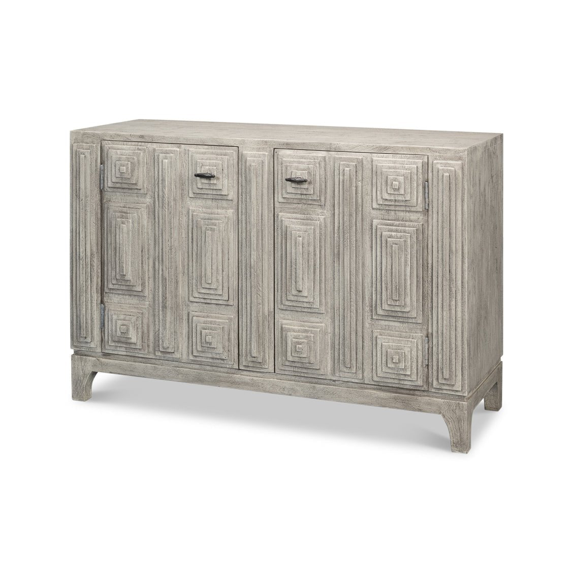 Modern Gray Geometric Sideboard - English Georgian America