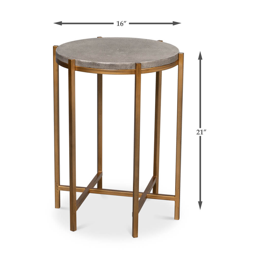 Modern Gray Leather Top Accent Table - English Georgian America