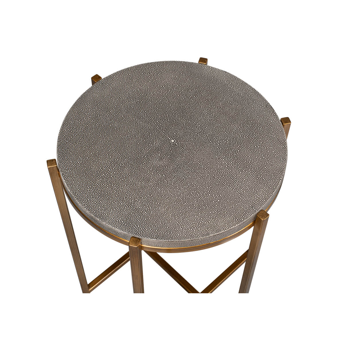 Modern Gray Leather Top Accent Table - English Georgian America