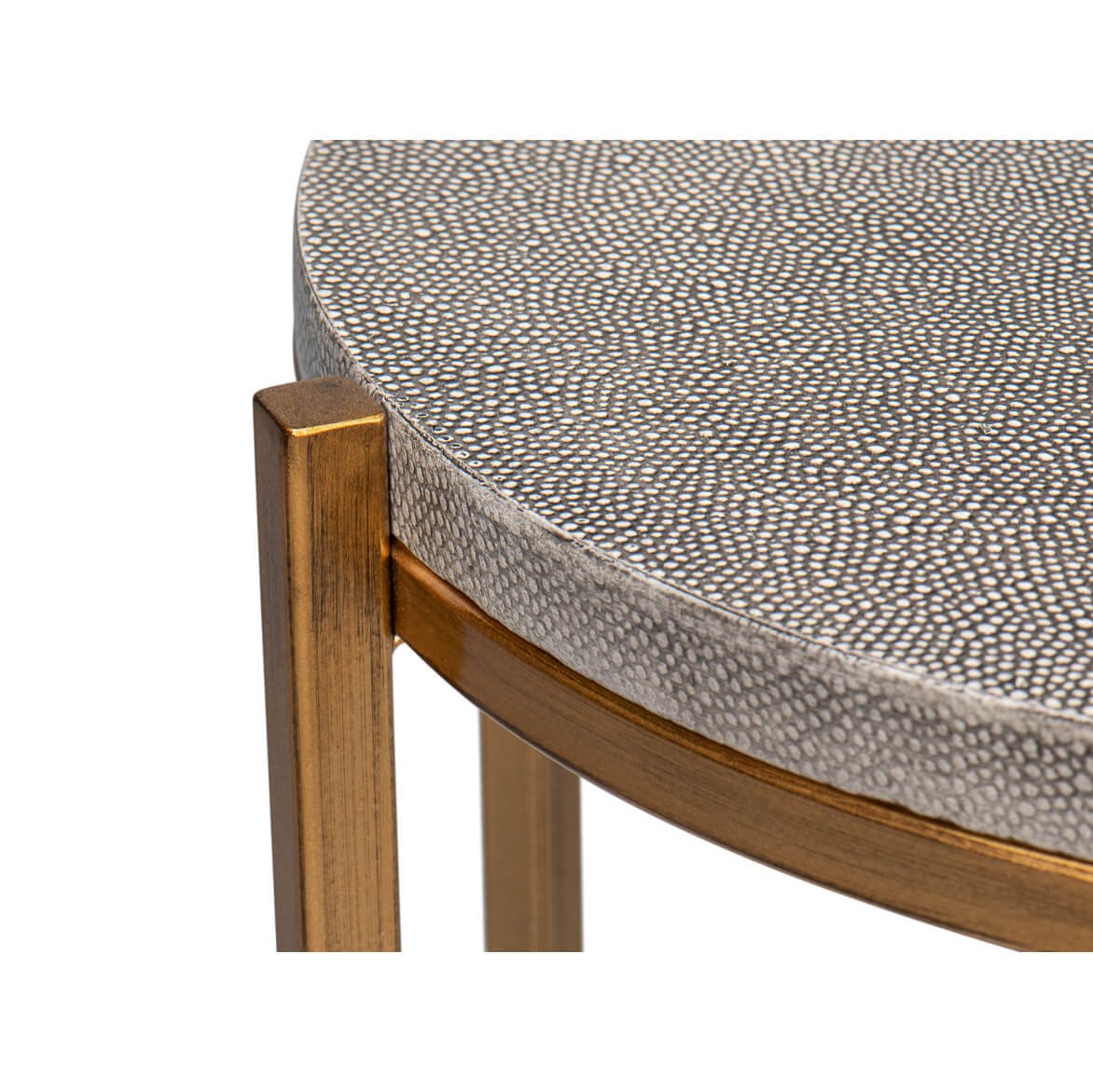 Modern Gray Leather Top Accent Table - English Georgian America