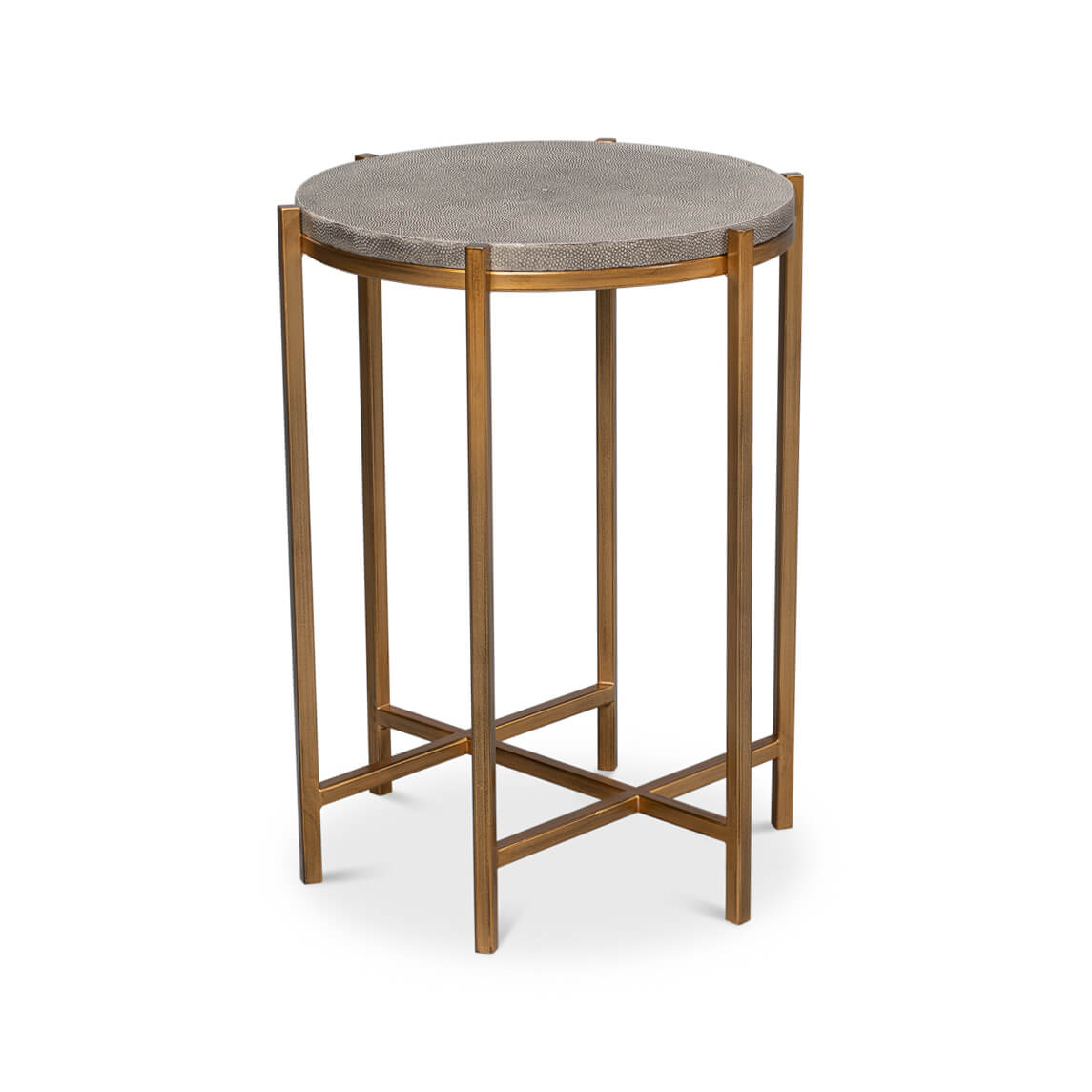 Modern Gray Leather Top Accent Table - English Georgian America