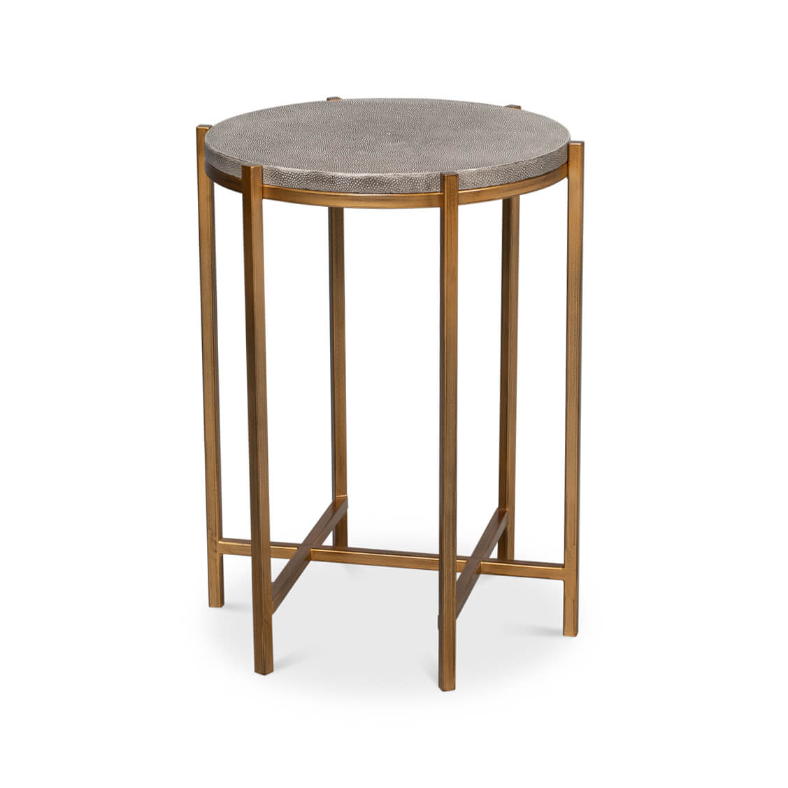 Modern Gray Leather Top Accent Table - English Georgian America